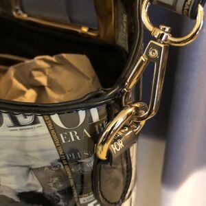 Obama Magazine Cover Print Cream and Black Tote with Gold Accents